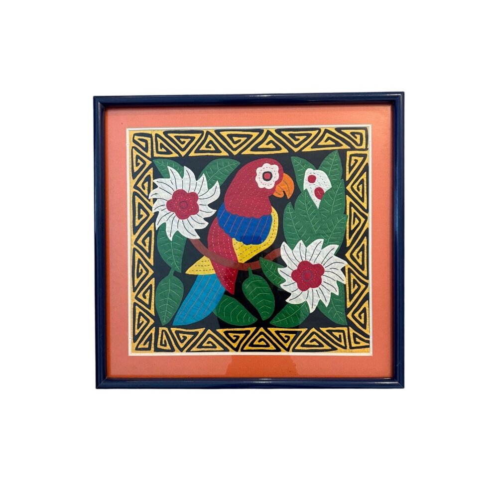 Vintage Panamanian Mola Textile Wall Art | San Blas Kuna Mola | Hand-Stitched Fo